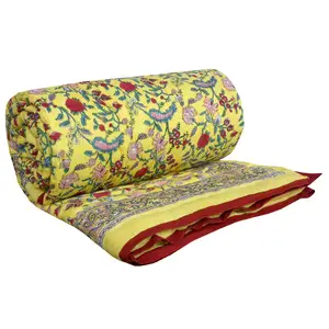 Luxury Organic Cotton Queen Size Quilt Hand Block Printed Trending New <b>Quilted</b> <b>Bed</b> <b>Spread</b> with Quality Assurance for Hotels - Product Image 1