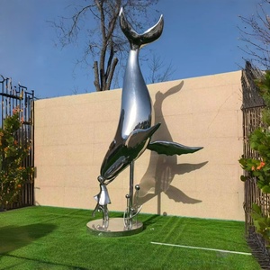 Escultura de arte urbano de elefante de acero inoxidable pulido, de gran tamaño, resistente al viento, con marco reforzado y engrosado, color personalizado, Dolphin - Product Image 5