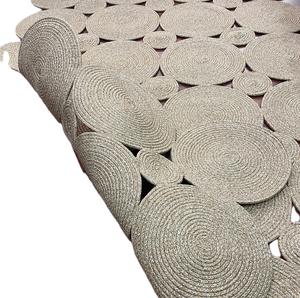 Rectangular <b>Jute</b> Storage <b>Baskets</b> with Patchwork Design for Home Living Room Resort Farmhouse Decor-Wholesale Price Door Mats - Product Image 5