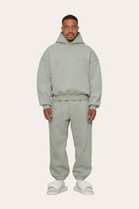 Alta calidad logotipo personalizado etiqueta 500gsm peso pesado pulóver sudaderas 100% algodón hombros caídos de gran tamaño hombres Boxy Hoodie - Product Image 2