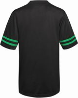 Maillot de football américain OEM imprimé, couleur personnalisée, tissu 100% polyester, manches courtes, respirant, séchage rapide, évacuation de l'humidité