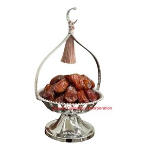 ชามทองเหลืองชุบทองทำด้วยมือพร้อมขาตั้งตกแต่งและฝาโดมดีไซน์อิสลามหรูหราสำหรับตกแต่งบ้านและของขวัญ - Product Image 3