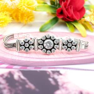 Handmade 925 Sterling Silver Fine Charm Bracelet Natural Cubic Zirconia Gemstone Handcrafted Jewelry <b>for</b> Girls <b>Women</b> <b>Unique</b> <b>Gift</b> - Product Image 4