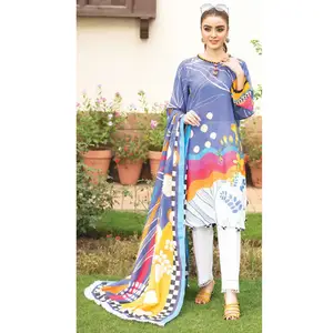 Penjualan Terbaik Pakistan Wanita Keluaran Baru Shalwar Kameez Gaun Rumput/Musim Panas Mode Baru Setelan Rumput untuk Wanita