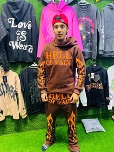 Conjunto de ropa de calle con parche bordado desgastado personalizado, pantalones de chándal lavados con ácido desteñidos por el sol para hombre, Sudadera con capucha de talla grande - Product Image 3