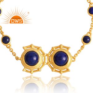 Nuevo diseño de tendencia 925 plata esterlina 18K chapado en oro Natural lapislázuli pulsera de piedras preciosas Demi joyería fina para mujer regalo para ella - Product Image 2