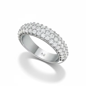 Alliance de mariage demi-éternité à trois rangs de diamants ronds pour femmes - Product Image 1