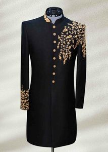 NEW--HEAVY EMBROIDERY on <b>BLACK</b> VELVET SHERWANI,<b>PANT</b> & MATCHING SHOE WITH EMBELLISHED CRYSTAL GLASS BEADS,STONE,DABKA <b>WORK</b>@ 2024 - Product Image 2