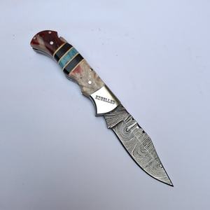 มีดพับดาบัสกัสทำมือแบบกำหนดเอง มีดพกอเนกประสงค์สำหรับกิจกรรมกลางแจ้งและเอาตัวรอด พร้อมด้ามจับเรซิ่น - Product Image 2