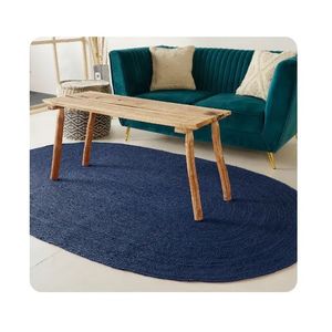 Tapis en jute tressé à la main de style moderne de haute qualité Beige frontière vert foncé Village indien inspiré des ensembles de tapis à poils bas - Product Image 2
