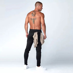 Pantalon de survêtement décontracté de qualité supérieure pour homme avec doublure polaire à la taille moyenne et aux chevilles élastiques-Pantalon de jogging en coton à 100% pour la salle de sport et la piste - Product Image 2