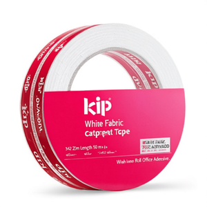 KIP <b>White</b> Fabric Carpet <b>Tape</b> 342 25 m Length 50 mm Width Roll Office Adhesive - Product Image 3