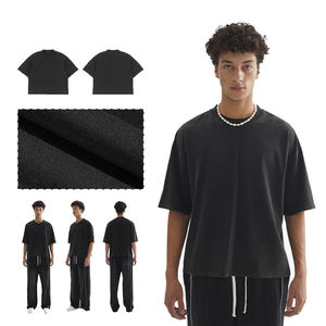 Boxy Heavyweight 300g Fabric <b>Weight</b> Eco-Friendly Breathable 100% Cotton Men's T-Shirt Luxury Vintage Regular Fit Custom <b>Blank</b> - Product Image 4