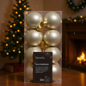 Amicasa 16-Piece Christmas <b>Tree</b> Ball Set 4cm <b>Plastic</b> Pearl 9021790 for Ornament Decorations - Product Image 3