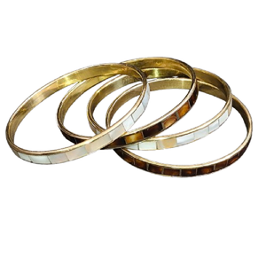 Bracelets classiques en laiton plaqué or poli, minimalistes, empilables, ronds, en métal, bijoux quotidiens durables pour femmes - Product Image 6