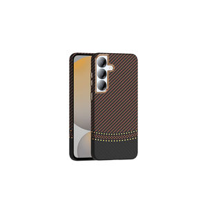 Funda Protectora Trasera Delgada de Lujo para Samsung Galaxy S25 Plus, Textura de Fibra de Carbono Netzy, Compatible con MagSafe, en Dorado y Negro - Product Image 1