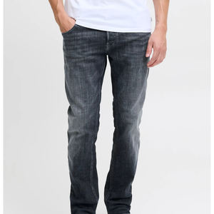 Jeans en denim pour homme, coupe slim, pantalon droit, style streetwear délavé, denim extensible de haute qualité, logo personnalisé, denim empilé, OEM - Product Image 5