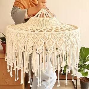 Grand abat-jour en macramé fait à la main moderne pour la chambre à coucher, le salon et la décoration de la maison-Diwali Canada - Product Image 1
