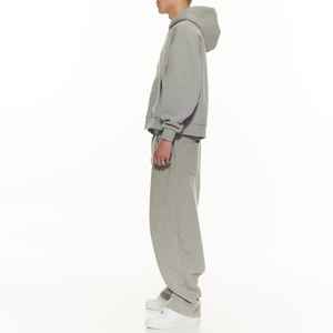 High Quality Polyester/Cotton 340 GSM Casual Straight Leg <b>Joggers</b> Men Tracksuit Boxy Oversized Hoodie Set Baggy <b>Zip</b> Heavyweight - Product Image 3