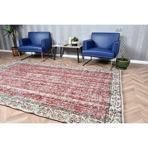 พรมขนาด 5.5x8.9 ฟุต, พรมตุรกีโบราณ, พรมลายสัตว์สีแดงขาว - Product Image 3