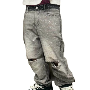 <b>Men</b> Baggy Stacked Distressed <b>Men</b> <b>Jeans</b> Denim Pants <b>High</b> <b>Waist</b> Heavy Weight Streetwear <b>Jeans</b> - Product Image 4