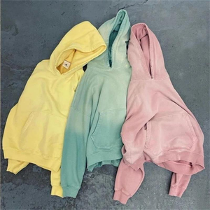 Ropa de calle de gran tamaño desgastado Vintage lavado sudaderas con capucha personalizadas 450 Gsm fabricantes 100% algodón liso pulóver Crop Hoodie - Product Image 5