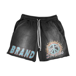 Shorts Rojos para Mujer, 280 GSM, Algodón y Poliéster, Lavado Ácido, Estampado Puff, Impresión Serigrafiada, Logotipo Personalizado - Product Image 5
