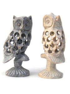 Natural Soapstone Carved 3 <b>Owl</b> Set on Branch Stone <b>Owl</b> <b>Carving</b> Undercut Design Pattern Statue and Figurine <b>Owl</b> on Stand - Product Image 5