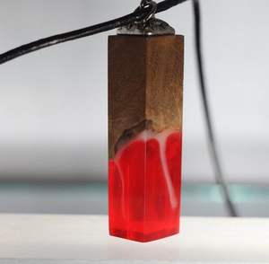 Wholesale Custom Vintage Fashionable Wooden Gift Wood <b>Resin</b> Pendant Necklace Woven Rope Chain Men Woman <b>Epoxy</b> Jewelry - Product Image 5