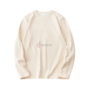 เสื้อยืดผ้าฝ้ายแขนยาวทรงหลวมสีทึบดีไซน์ว่างเปล่าทรงหลวมใส่พอดีตัวสินค้าจากโรงงานโดยตรง - Product Image 1