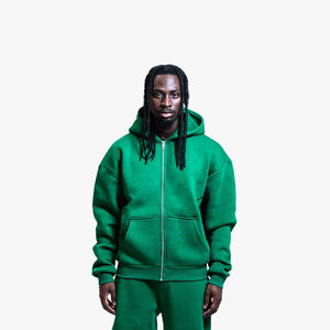 Sudadera con Capucha y Pantalones Deportivos de Felpa Francesa, Talla Grande, para Invierno, con Logotipo Personalizado al por Mayor, 400 Gsm, Ropa Deportiva Informal, Color Verde - Product Image 1