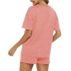 Conjunto de 2 piezas para mujer Fabricante al por mayor 100% Material algodón Pantalones cortos ligeros con camisa Ropa informal transpirable - Product Image 4