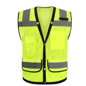 Gilet de sécurité en polyester haute visibilité avec logo personnalisable pour les travaux de construction Poches réfléchissantes respirantes Taille Plus - Product Image 1