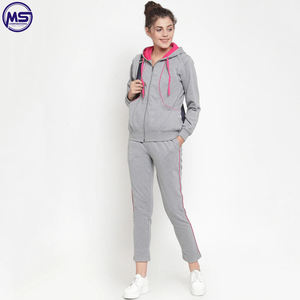 Customized Logo Printing Fleece Material Sports Fitness Wear <b>Women</b> Training Wear Tracksuit With Drawstring Hoodie - Product Image 4
