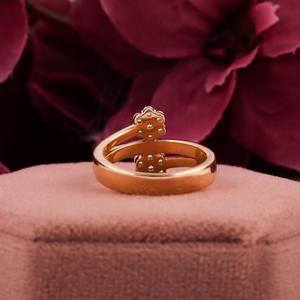 Art Deco Flor Hoja Naturaleza Inspirado Anillo de compromiso Corte redondo Laboratorio Crecido Diamante 14K Oro amarillo Anillo de bodas - Product Image 3