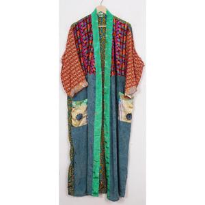 ชุดกิโมโนผ้าไหม2กระเป๋าด้านหน้าคอวีสำหรับผู้หญิงฟรีไซส์ที่สง่างามระบายอากาศได้ดี - Product Image 1