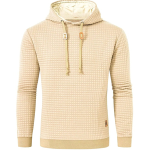 Sweat à capuche gaufré élégant pour hommes avec cordons de serrage à la mode Sweat-shirt en tricot texturé de qualité supérieure pour l'extérieur et les vêtements décontractés - Product Image 3