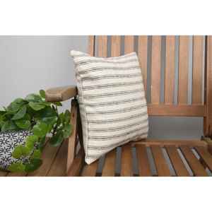 Subtle Striped Beige Wool Ikat Patchwork <b>Pillow</b> 14x14 Inch Luxury Decorative Cushion Woven Technique Vintage Fluffy for Living - Product Image 2