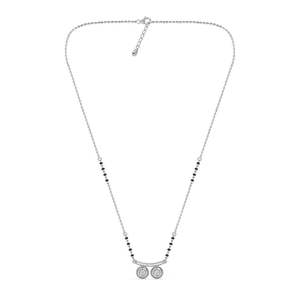 Compre un Mangalsutra de Plata Pura con Baño de Oro, Cadena de Perlas y Diamantes, Estilo Étnico Religioso, Regalo Perfecto para su Esposa - Product Image 3