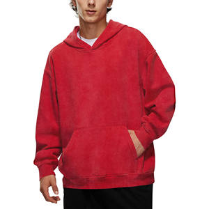 Pulls personnalisés à capuche pour hommes Sweats à capuche pour hommes en coton et polyester de haute qualité Pulls à capuche noirs tricotés avec logo à l'avant de grande taille pour hommes - Product Image 1