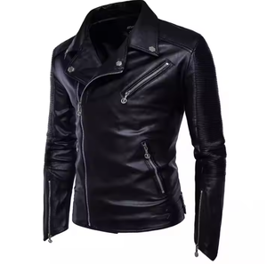 Chaqueta de cuero de moda británica para hombre de alta calidad con cuello levantado - Product Image 3