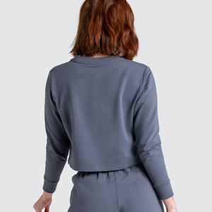 เสื้อสเวตเชิ้ตโยคะแบบสวมหัวสำหรับผู้หญิง ผ้าถักลายปัก สีพื้น หลายสี มีโลโก้ด้านหน้า - Product Image 4