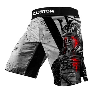 Pantalones cortos de poliéster MMA para hombre al por mayor, equipo de entrenamiento de sublimación con estampado completo para Muay Thai y boxeo, pantalones cortos de lucha negros lisos - Product Image 1