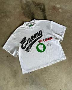 เสื้อยืดผู้ชายโอเวอร์ไซส์ผ้าคอตตอนพิมพ์ลาย300 GSM heavyweight Ringer Acid ซักแล้วซีดจางลงแดดตาม100% - Product Image 3