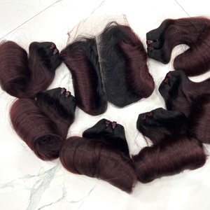 BOUCLES D'OEUFS BOUNCY VIERGE REMY DOUBLE TIRÉ 3 PAQUETS FERMETURE/FRONTAL PRIX DE GROS EXTENSIONS DE CHEVEUX HUMAINS VIETNAMIENS - Product Image 5