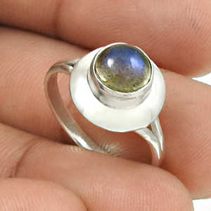 Bague en labradorite de qualité supérieure en argent sterling 925, pierre ronde brillante, style bohème, à prix raisonnable - Product Image 4