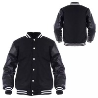 Blousons universitaires slim pour hommes, brodés avec logo personnalisé, col montant, style baseball, boutons design, en toile variée, pour l'hiver