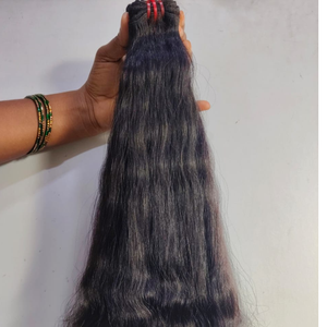 Extensions de cheveux humains Remy de qualité supérieure, longs, noirs, à trame unique, sains, bruts, en vrac, provenant de temples indiens, non traités, sans perte de cheveux - Product Image 1