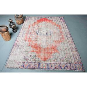 Alfombra de lana turca roja y gris Vintage 5,5X8 pies Patchwork tejido plano alfombra para sala de estar nuevo respaldo de látex - Product Image 1