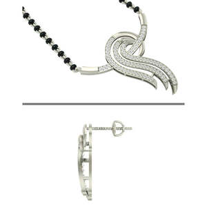 Compre un Conjunto de Mangalsutra de Plata Pura, Joyería Fina Étnica Clásica y Moderna con Circonita y Diamantes para Bodas, Fiestas y Compromisos - Product Image 3
